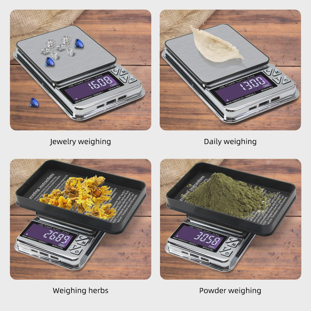 Precisie Digitale Weegschaal 200g/1000g - Hoge Nauwkeurigheid, USB Oplaadbaar