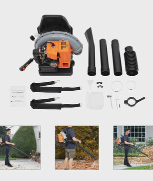 Krachtige Benzine Backpack Bladblazer 63CC 2-Takt - 2.7KW - Professioneel Tuinonderhoud