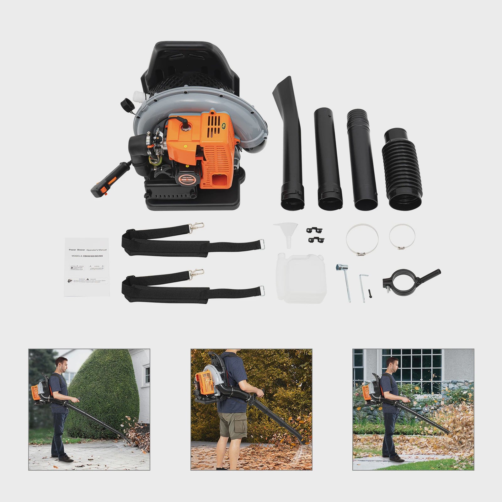 Krachtige Benzine Backpack Bladblazer 63CC 2-Takt - 2.7KW - Professioneel Tuinonderhoud