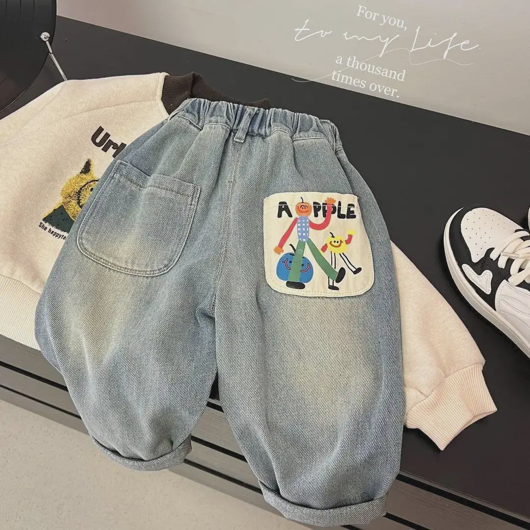 Jongens Denim Spijkerbroek met Elastische Taille en Zijzakken - Casual Lente/Herfst