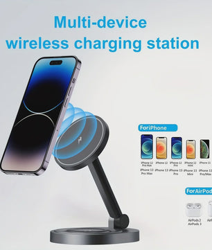 3-in-1 Magnetische Draadloze Oplader Stand & Pad voor iPhone, Apple Watch & AirPods
