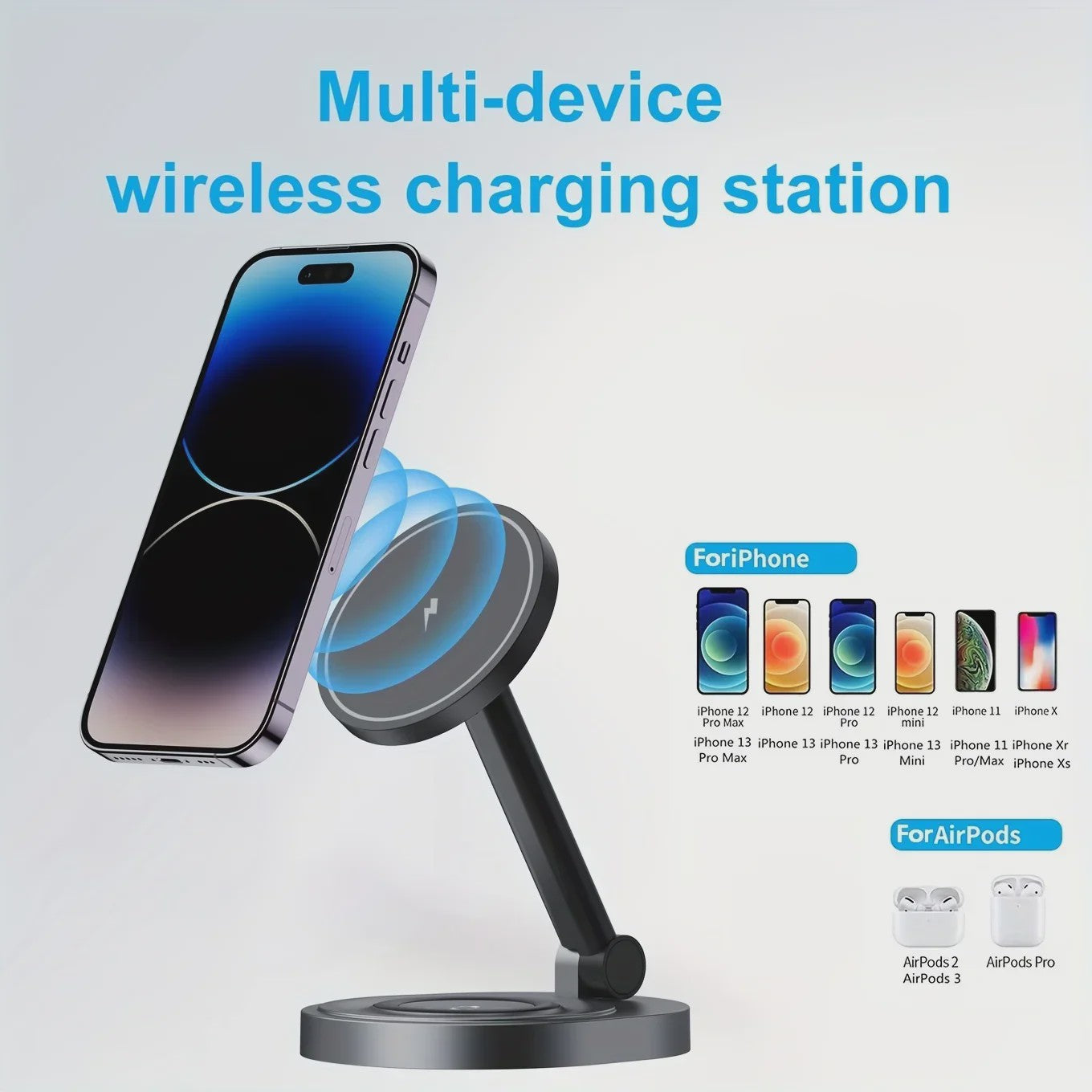 3-in-1 Magnetische Draadloze Oplader Stand & Pad voor iPhone, Apple Watch & AirPods