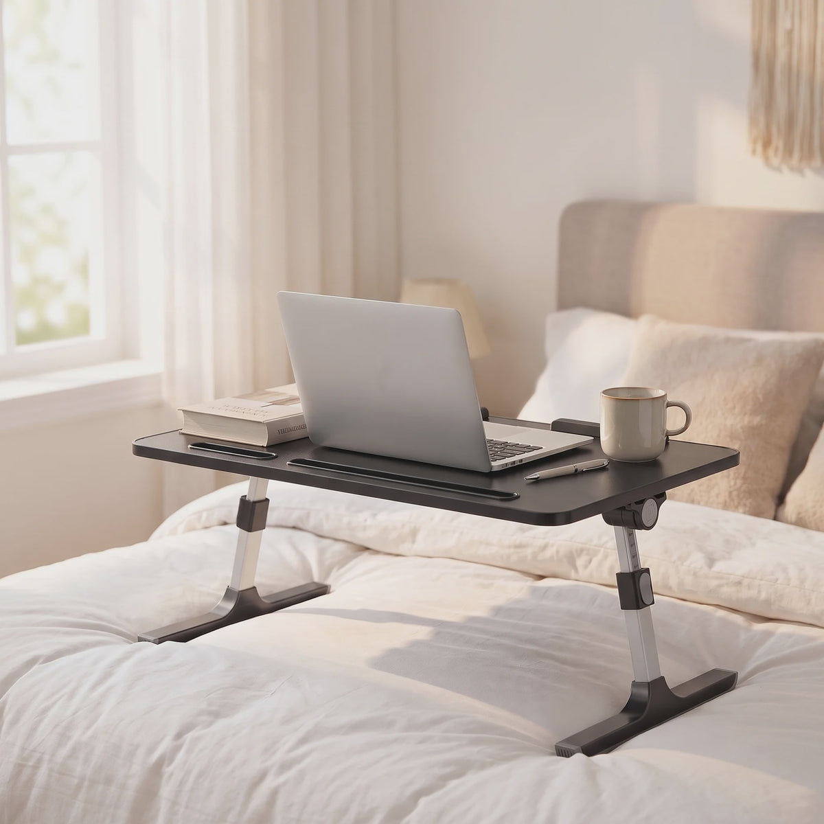 Verstelbare Laptoptafel voor Bed & Bank - Inklapbaar, Met Tablet/Telefoonhouder