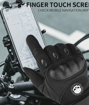 Lederen Motorhandschoenen met Carbon Fiber Bescherming - Veilig Rijden & Touchscreen Compatibel
