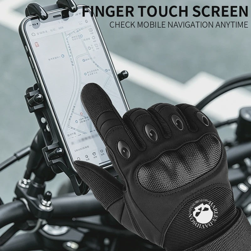 Lederen Motorhandschoenen met Carbon Fiber Bescherming - Veilig Rijden & Touchscreen Compatibel