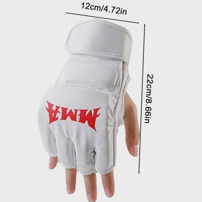 Professionele Half Vinger Bokshandschoenen Leer met Kussen voor Volwassenen - Sanda, UFC, Zandzak Training