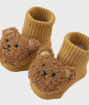Schattige Babysokjes met Beer - Zacht Katoen, Anti-slip, Lente/Herfst
