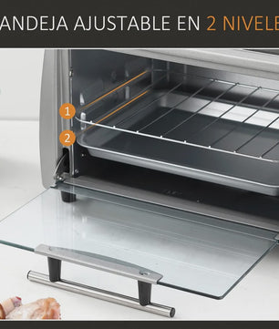 Homcom Tabletop Electric Oven 10 L 750W Temperature 230 ℃   36.5X26X22 cm Silver