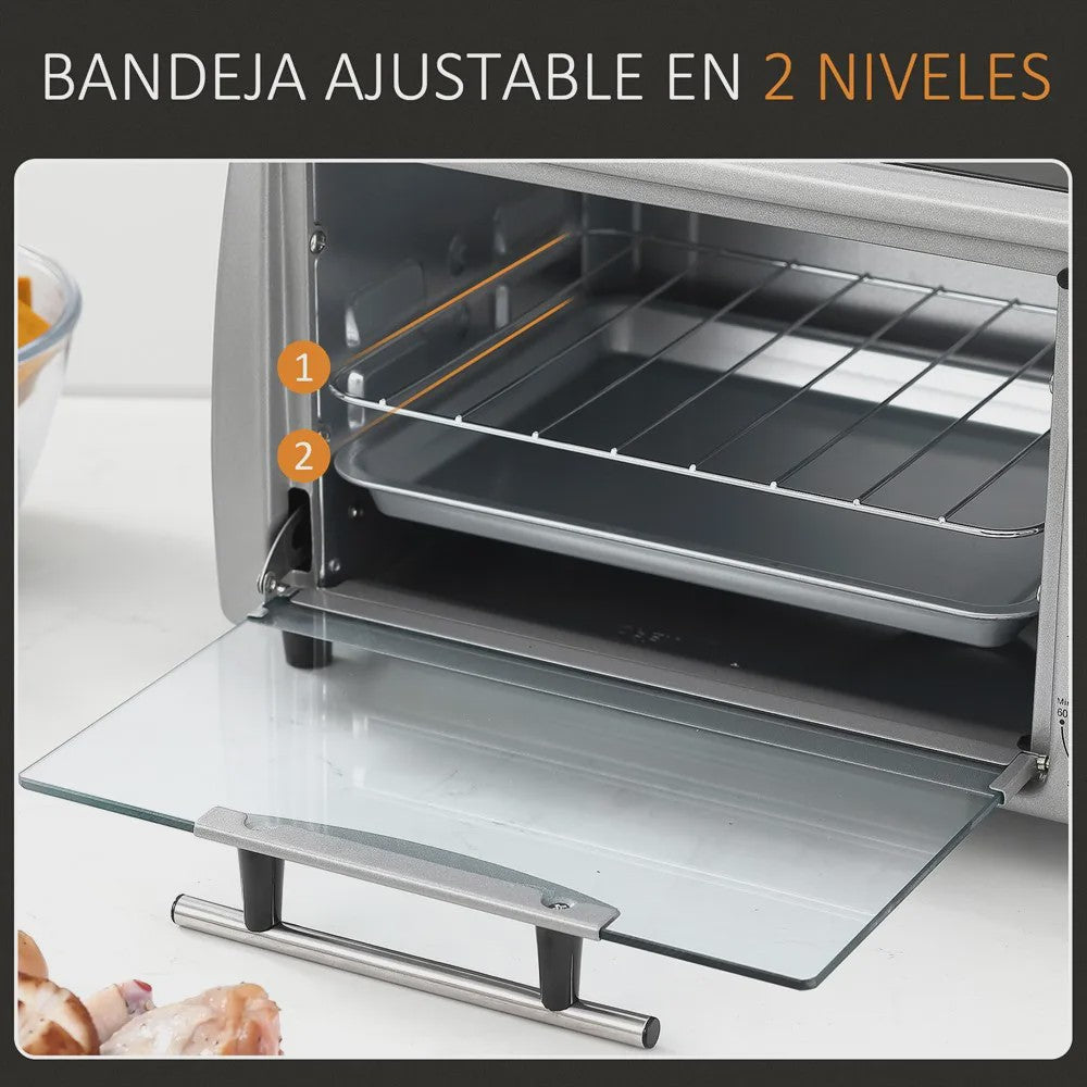 Homcom Tabletop Electric Oven 10 L 750W Temperature 230 ℃   36.5X26X22 cm Silver