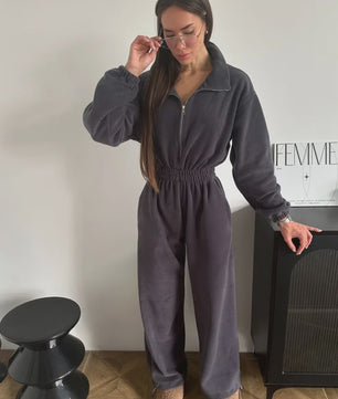 Dames Jumpsuit met Lange Mouwen en Elastische Taille - Casual & Elegant