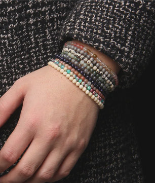 Natuursteen Armband met Kwarts, Kattenoog, Jades & Aquamarijn Kralen - Stretch Bangle voor Dames & Heren