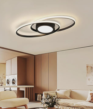Moderne Zwarte LED Plafondlamp 48W Dimbare met Afstandsbediening & Kleurtemperatuur 3000K-6500K