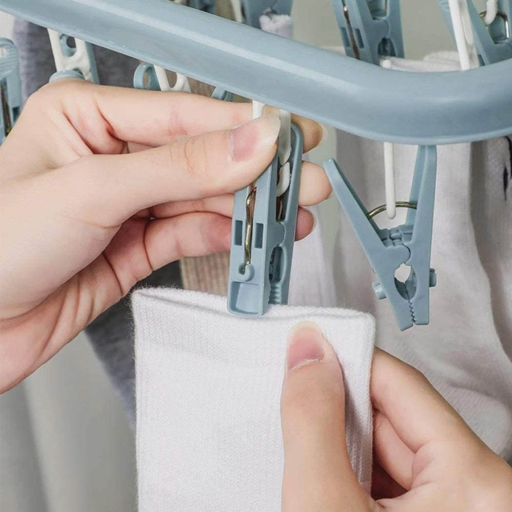 Praktisch Kledingdroogrek met 32 Clips - Opvouwbaar Wasrek voor Sokken, Ondergoed en Kleinere Was
