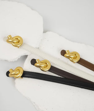 Dames Riem Echt Leer met Gouden Knoop Gesp - Stijlvol voor Jurken & Jeans