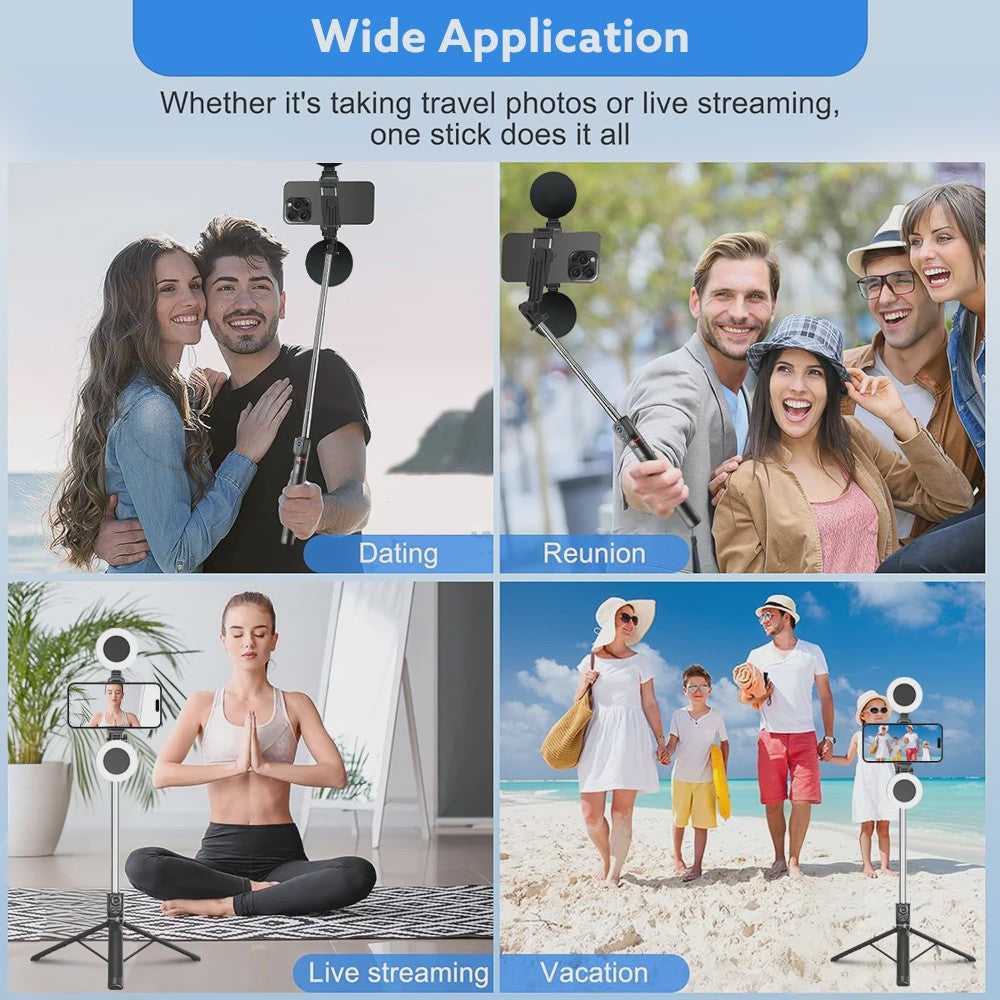 Selfie Statief met Ringlamp & Bluetooth Afstandsbediening - 180cm
