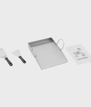 RVS Grillplaat met Handvatten en Spatels - Ideaal voor Buiten BBQ, Camping & Familie Diner