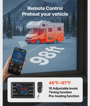 Krachtige 8KW Diesel Luchtverwarmer met Bluetooth App Controle - 12/24V