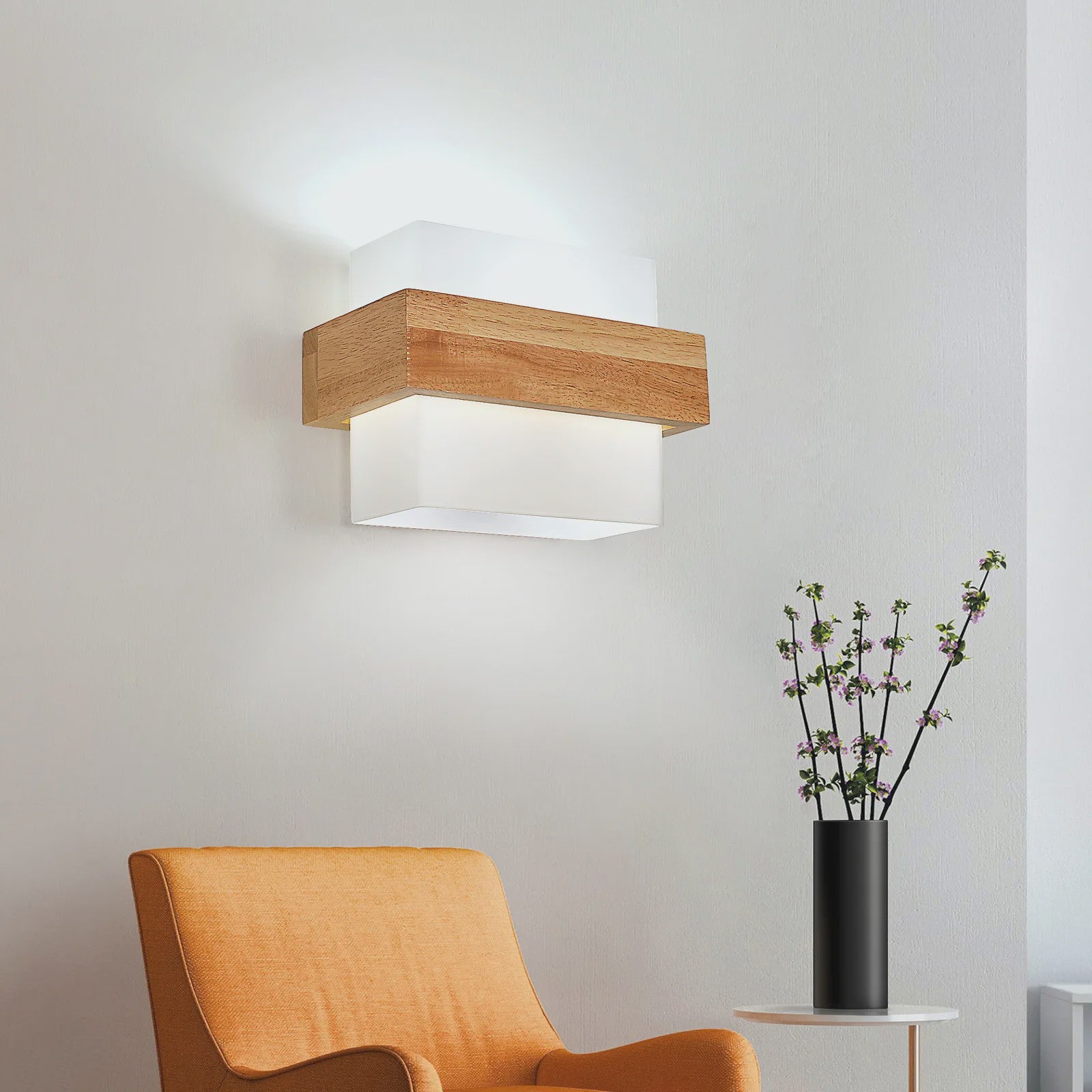 Nordische Houten Wandlamp - E27 Fitting, Natuurlijk Hout Design