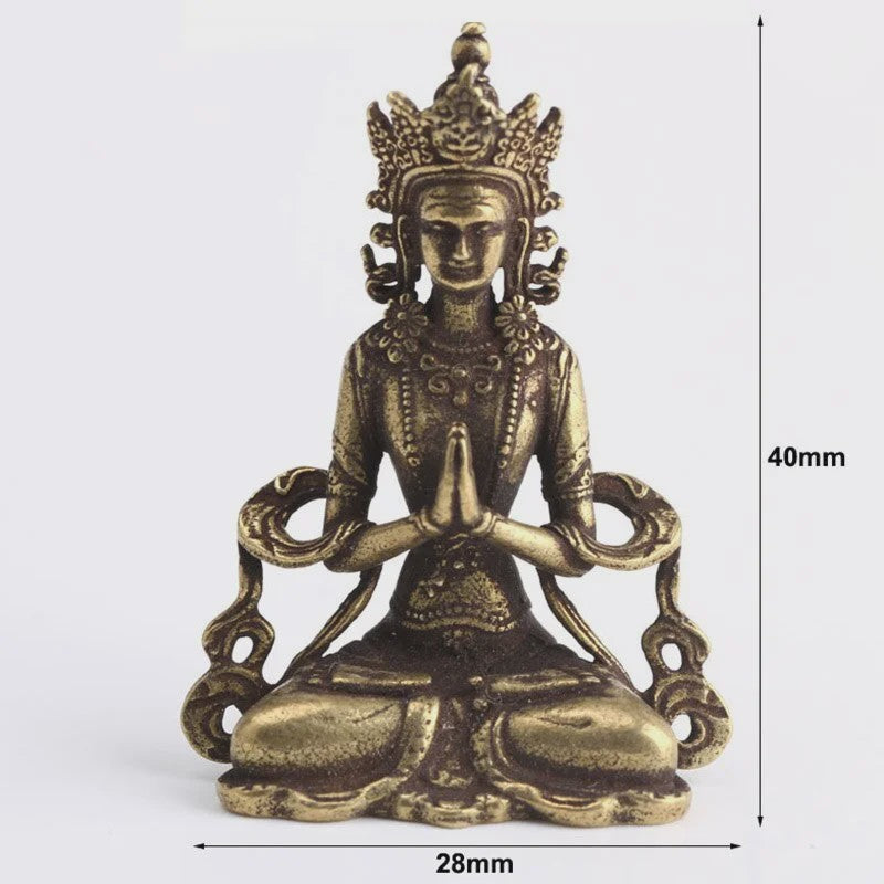 Retro Messing Boeddha Beeldje - Handgemaakt Zen Meditatie Decoratie