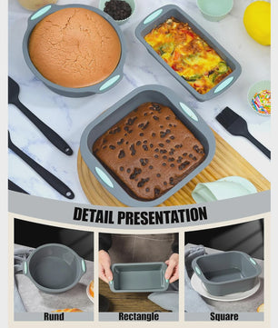 9-delige Siliconen Bakvorm Set - Non-stick & Hittebestendig - Diverse Vormen