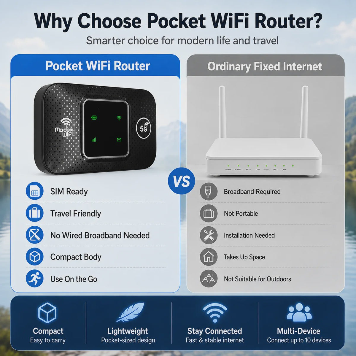 Draagbare 4G/5G Pocket WiFi Router MiFi Hotspot - 150Mbps Mobiel Internet voor Reizen & Auto