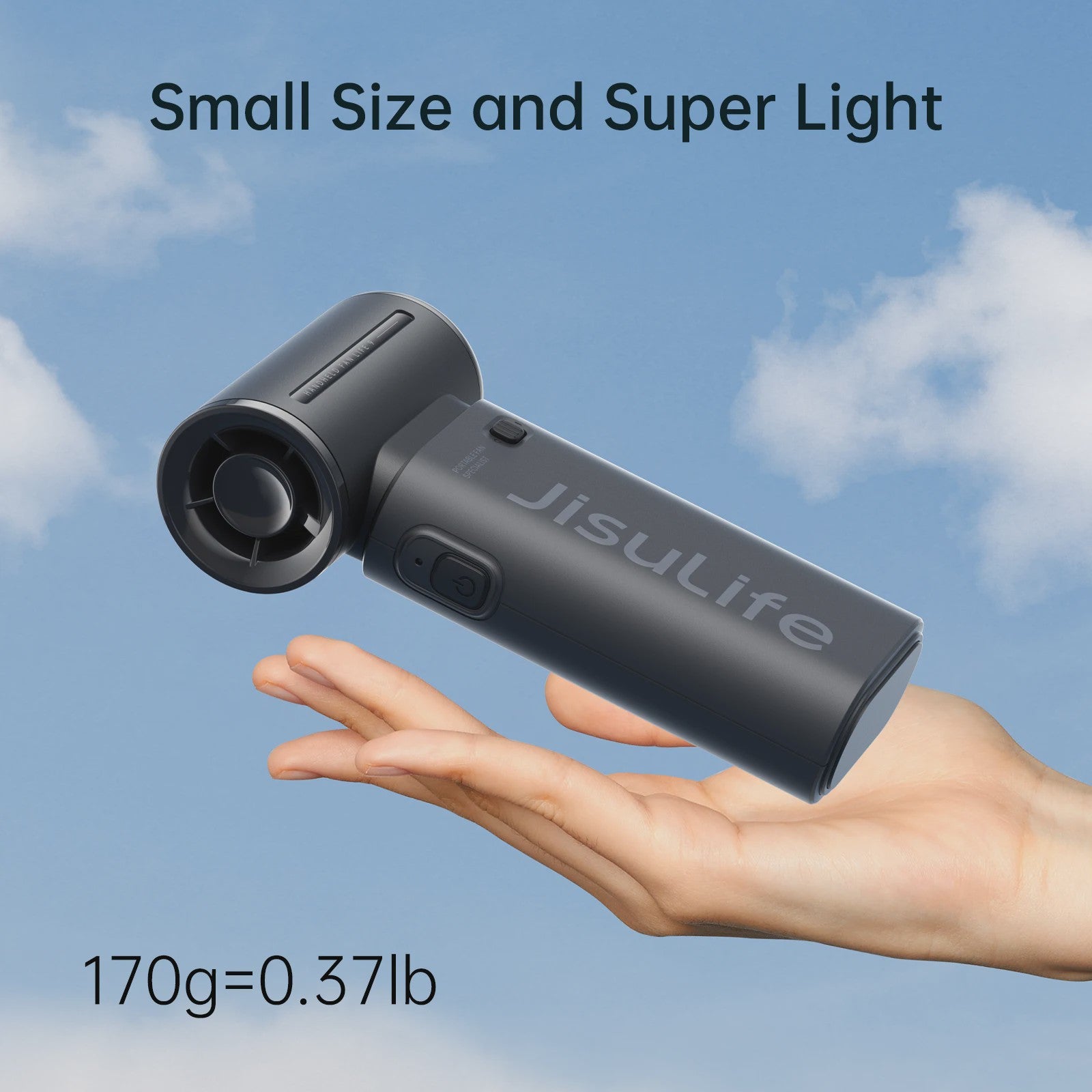 JISULIFE Life9 Draagbare Handventilator - Krachtige Turbo Wind, 18u Batterij, 5 standen, 5000mAh, Compact Zwart