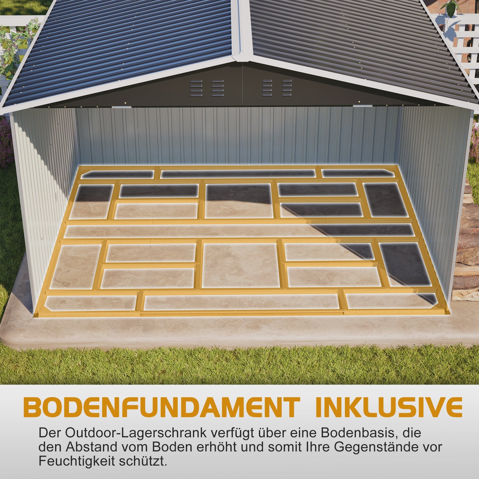 Grote Metalen Tuinhuis 289x239x191cm - Waterdicht, Roestbestendig & Afsluitbaar