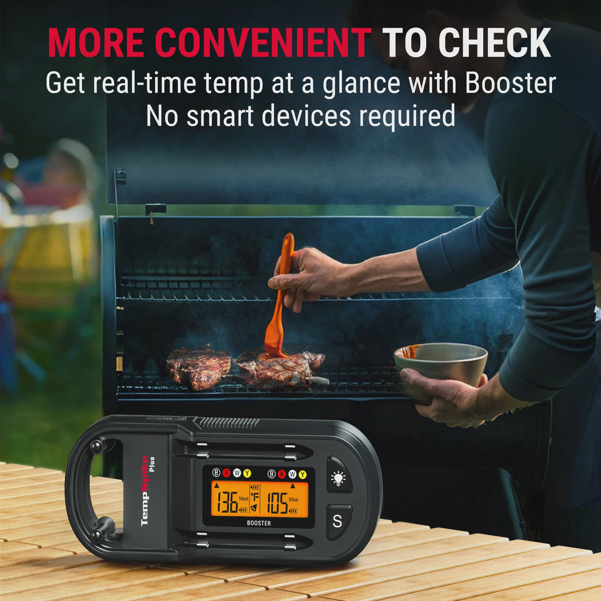 Draadloze Vleesthermometer met Bluetooth, 600ft Bereik & 2 Kleurgecodeerde Sondes