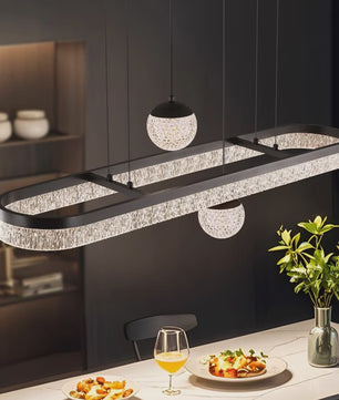 Moderne LED Plafondlamp Hanglamp Ovaal met Kristaldecoratie - Sfeervol Licht voor Woon- en Eetkamer