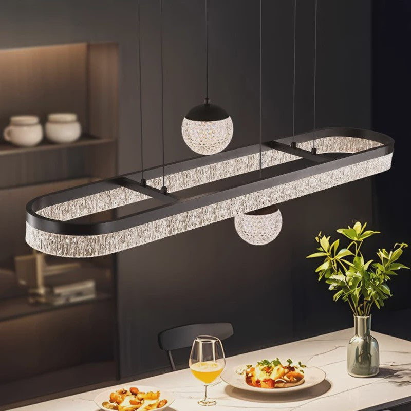 Moderne LED Plafondlamp Hanglamp Ovaal met Kristaldecoratie - Sfeervol Licht voor Woon- en Eetkamer
