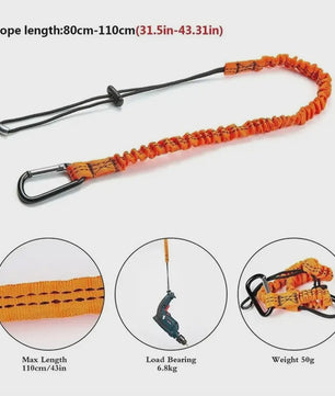 Veiligheidskabel met Karabijnhaak - Telescopisch & Anti-Val Lanyard voor Werk en Sport