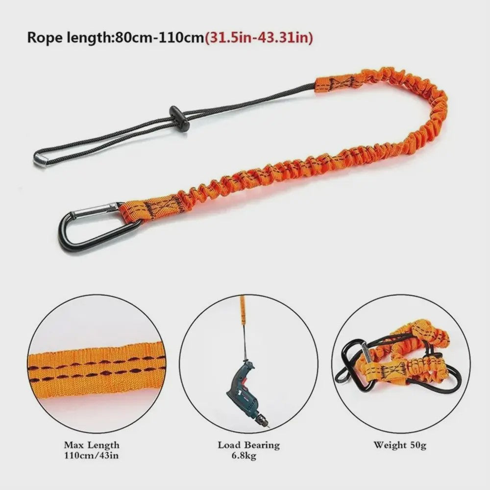 Veiligheidskabel met Karabijnhaak - Telescopisch & Anti-Val Lanyard voor Werk en Sport