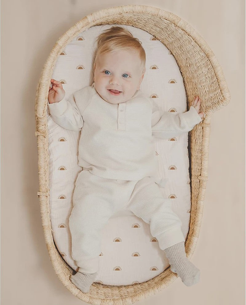 2x Baby Wiegdekenhoes & Aankleedkussenhoes - Ademend Katoen met Print