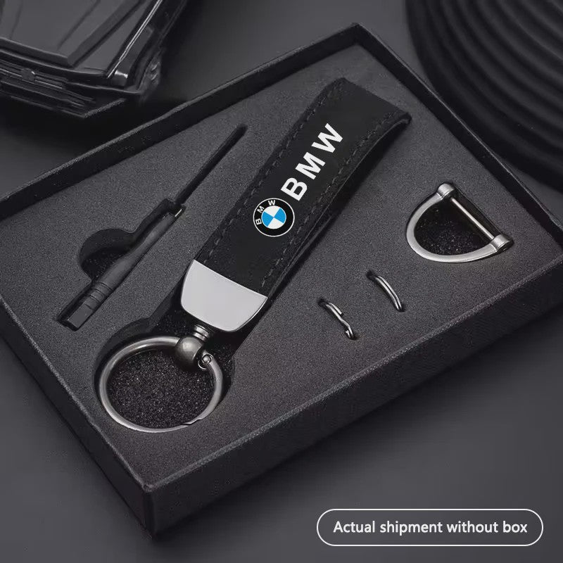 Luxe Lederen Autosleutelhanger met Metalen Ring - Geschikt voor BMW