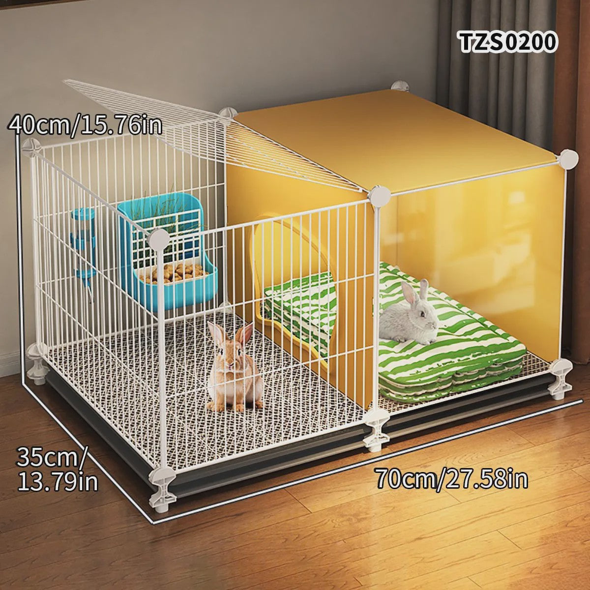 Ruime Kooi voor Konijnen & Cavia's - Multifunctioneel met Schoonmaakbasis & Verstophoek