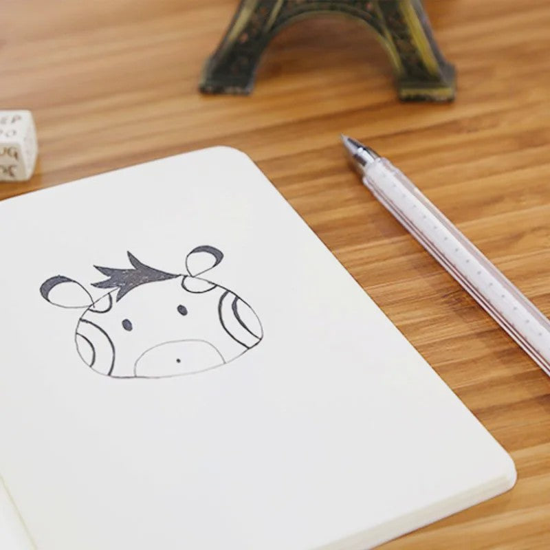 A6 Retro Notitieboek - Blanco Papier voor Tekenen, Schetsen en Schrijven - Zwart