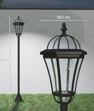 Set van 2 Zonne-energie Tuinlampen Staand Zwart - IP44 - 129 cm Hoog
