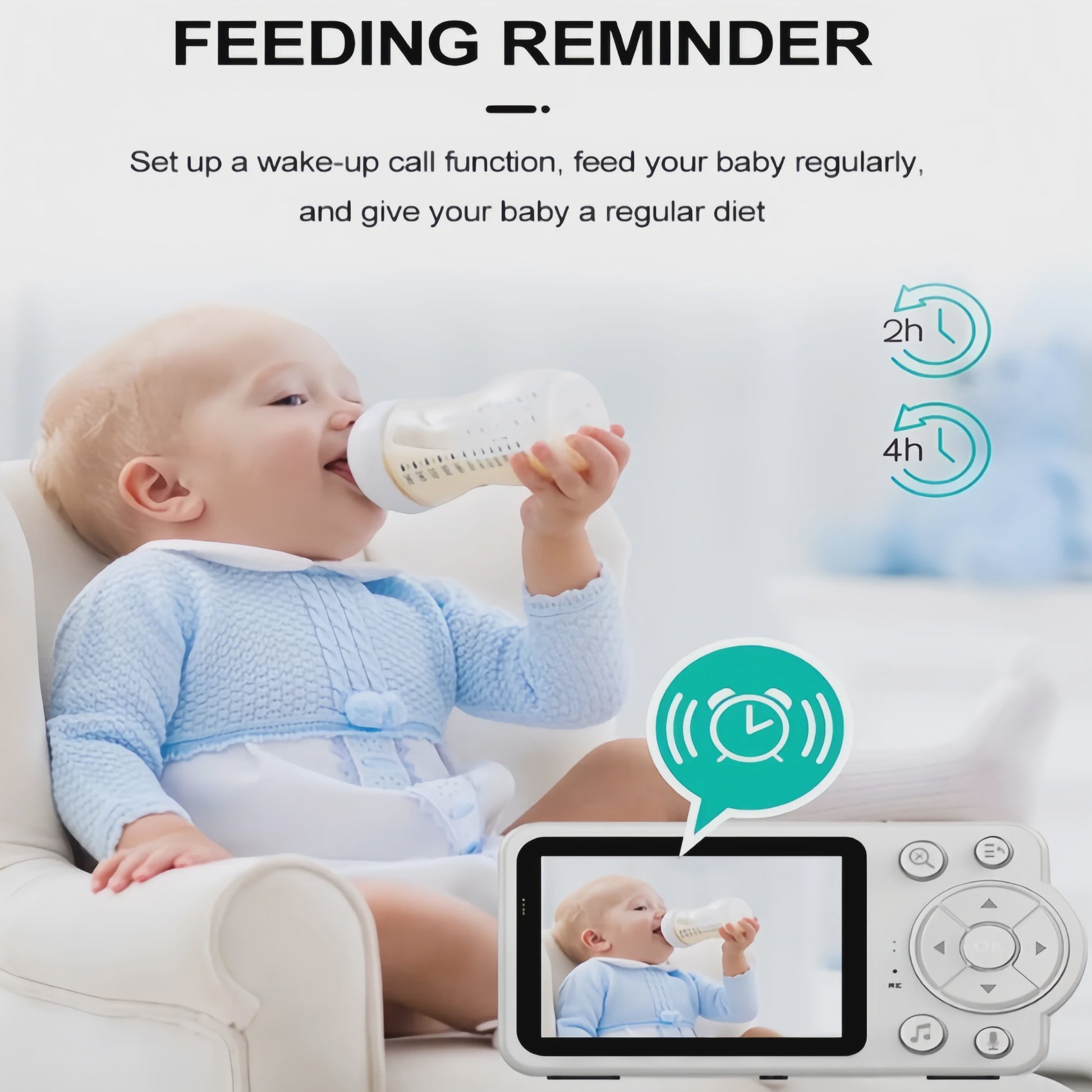 2.8 inch Babyfoon met Camera, Tweeweg Audio, Temperatuur & Vochtigheidssensor, Nachtzicht
