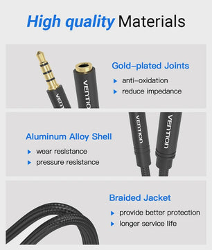 Vention 3.5mm AUX Verlengsnoer - Stereo Audio Kabel voor Auto, Laptop, PC, TV