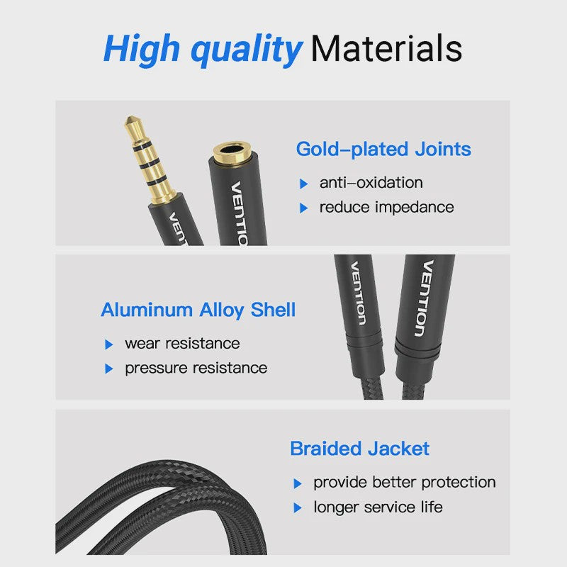 Vention 3.5mm AUX Verlengsnoer - Stereo Audio Kabel voor Auto, Laptop, PC, TV