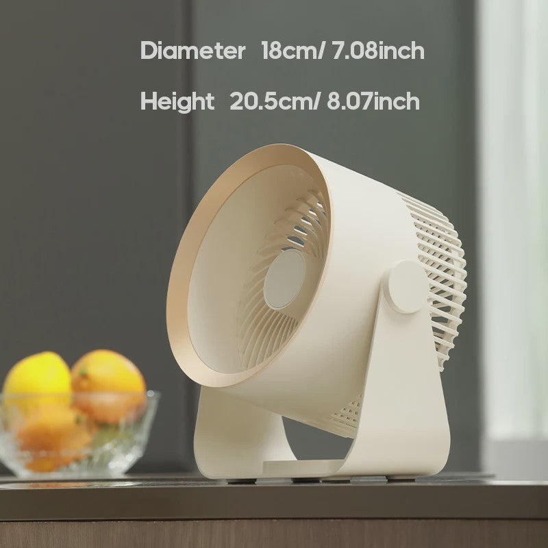 KINSCOTER Multifunctionele Draadloze Ventilator: Draagbaar, Stil & Flexibel voor Bureau, Muur of Plafond
