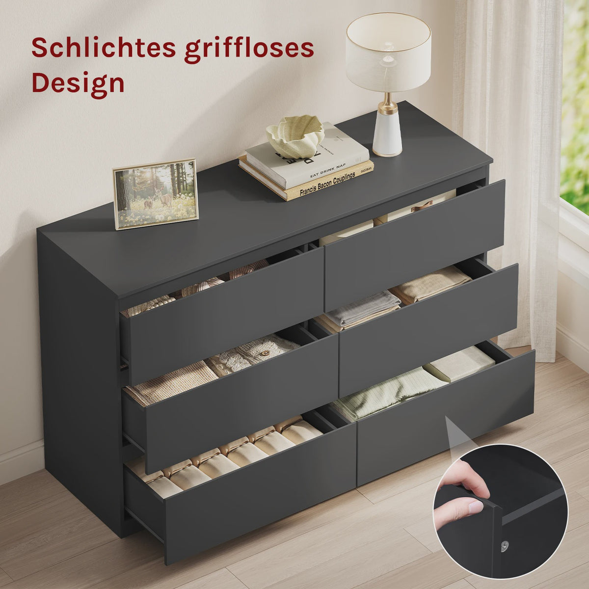 Moderne Commode met 6 Lades - 120x40x75cm - Woonkamer, Slaapkamer, Hal