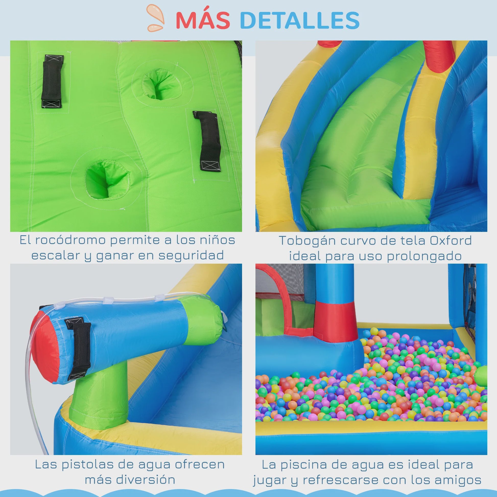 Outsunny Opblaasbaar Kasteel met Zwembad - 390x300x197 cm - Kleurrijk Plezier voor Kinderen
