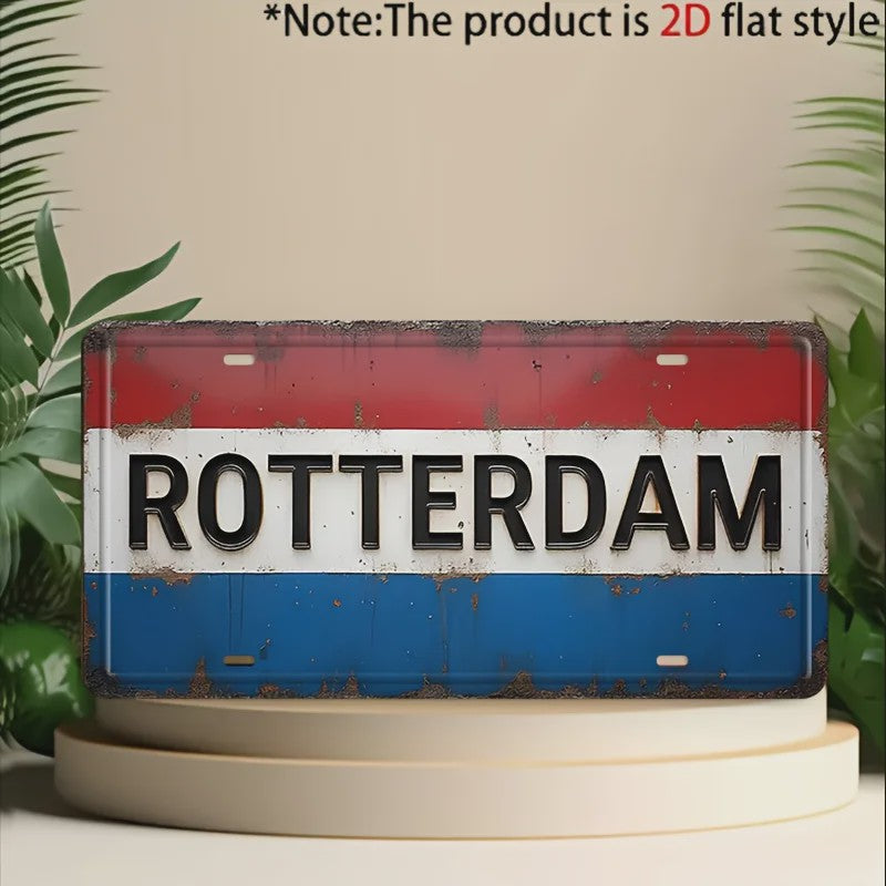 Rotterdam Nederlandse Vlag Retro Metalen Wanddecoratie - Decoratief Plaat