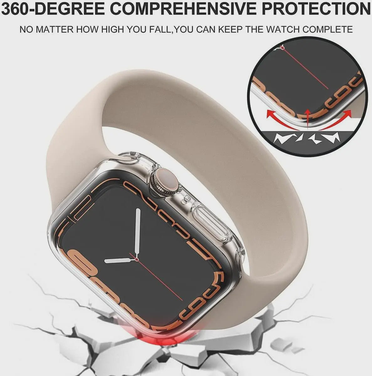 Transparante Beschermhoes Case voor Apple Watch 45/44/41/40mm - Serie 8/7/SE/6/5/4/3