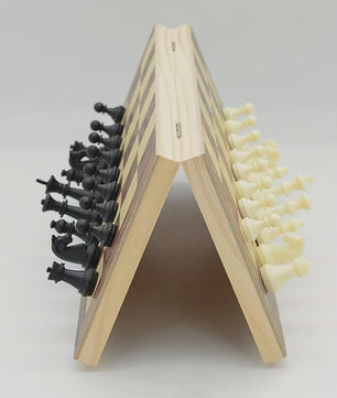 Magnetisch Houten Schaakspel - Opvouwbaar & Draagbaar Strategisch Bordspel