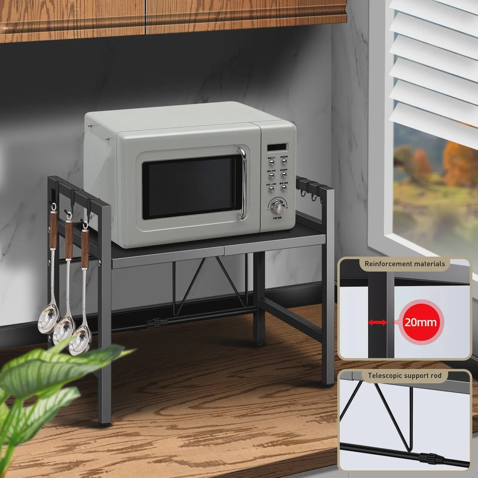 Uitschuifbare Magnetron Planken Organizer - 42-64cm - Vocht- & Roestvrij - Keuken Opbergrek