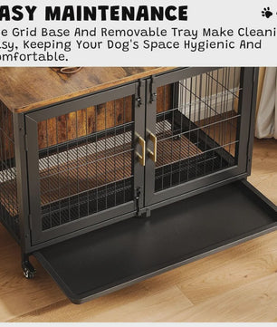 Houten Hondenkennel met Wielen en Lade - Stijlvolle Bijzettafel voor Kleine/Middelgrote Honden
