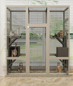 Grote Kattenren (Catio) 70'' - Waterdicht, UV-Beschermd, met Rustboxen en Platforms