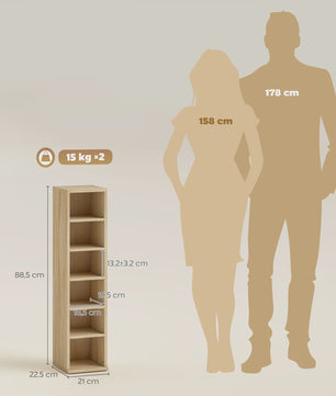HOMCOM Set van 2 Houten Opbergkasten voor CD/DVD - Eiken Kleur